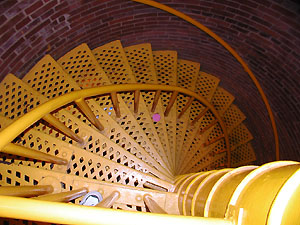 Looking down the spiral staircase